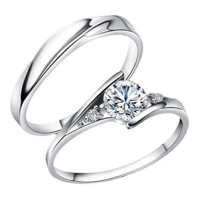 正品D色莫桑石情侣戒指婚礼钻戒