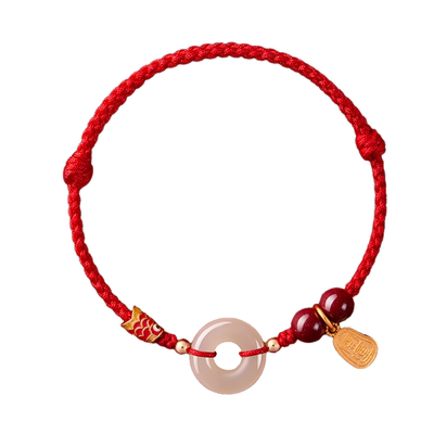 【好运锦鲤】和田玉本命年红绳