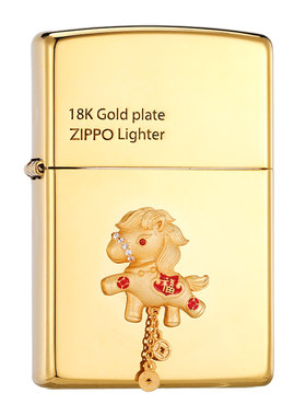 zippo正品打火机福运金马