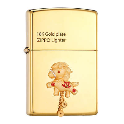 zippo正品打火机福运金马