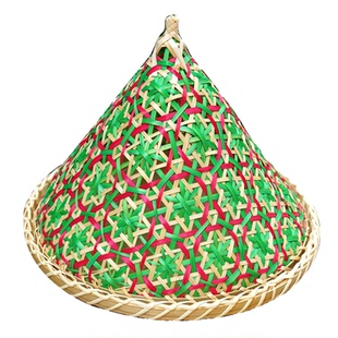 圣诞节跨境装饰竹编点心菜罩家用彩色菜盖防苍蝇饭遮尘食物餐桌罩