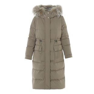 【匈牙利白鹅绒】LANCY/朗姿2024冬长款休闲连帽毛领防风羽绒服女