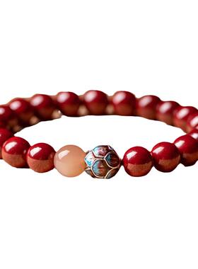 静安朱砂手链本命年朱砂手串女款紫金砂平安天然石珠手串情侣吉祥