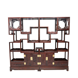 红木博古架 印尼黑酸枝多宝阁 阔叶黄檀带柜古董架置物架中式实木
