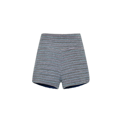 时髦俏皮多色条纹复古高腰短裤