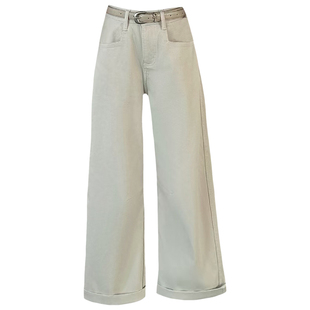 2026春新款JEANS阿凡牛A5530薄荷绿宽松显瘦女牛仔直筒阔腿奶奶裤