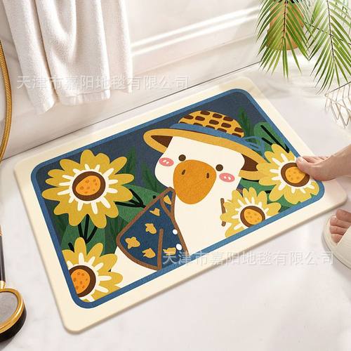 卡通仿羊绒地垫浴室吸水门垫防滑速干卫生间厕所门口脚垫耐磨跨境