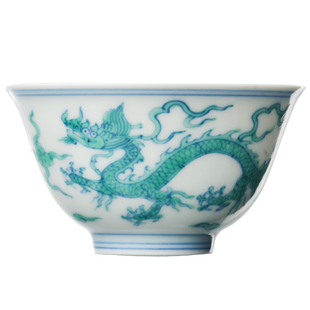 匋甄纯手工手绘斗彩龙纹品茗杯景德镇陶瓷茶杯主人杯单个茶具
