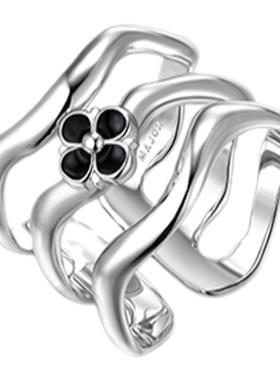 tmajor系列多层曲线花朵开口戒指