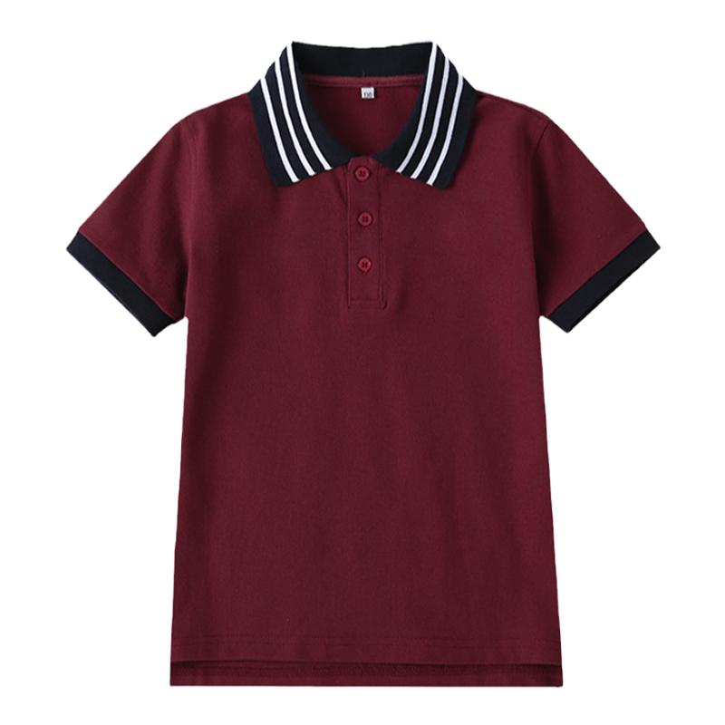 中小学生校服儿童学院风班服英伦风园服夏装枣红色短袖上衣老师装