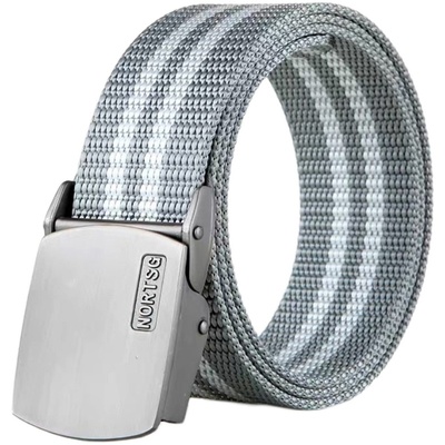 男士自动扣头青年休闲风帆布皮带