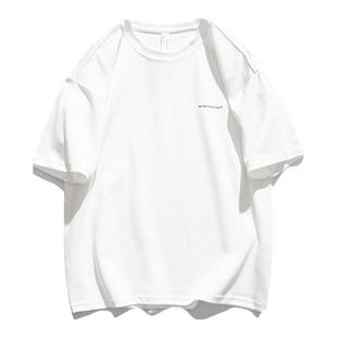 惊浪高级感日系简约短袖T恤男宽松大码休闲半袖加大胖子长袖上衣