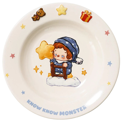 knowknow联名好看的盘子可爱高颜值儿童餐盘漂亮碟子陶瓷早餐盘