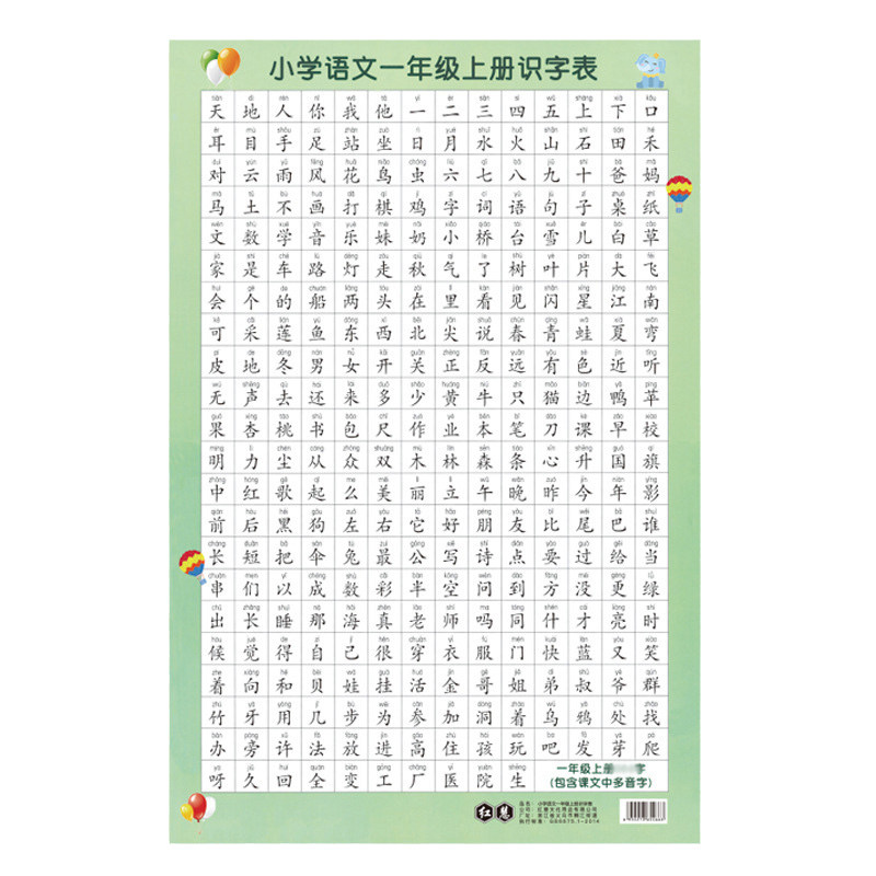 小学人教版课本同步一年级语文上下册生字识字表挂图早教认字
