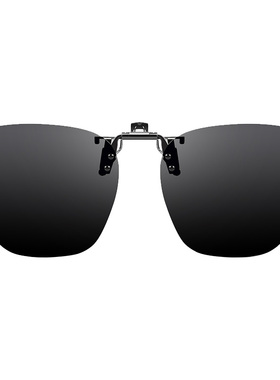 卡在夹在近视眼镜上的墨镜夹片男