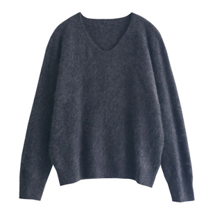 徐大脸吖定制 ROW羊绒&羊毛柔糯慵懒秋冬温柔V领针织衫毛衣女上衣