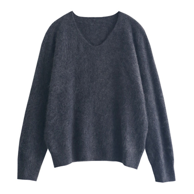 徐大脸吖定制 ROW羊绒&羊毛柔糯慵懒秋冬温柔V领针织衫毛衣女上衣