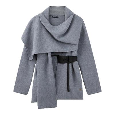 i.t GROUNDZERO2025秋冬围脖收腰简约风披肩长袖毛衣外套针织衫女