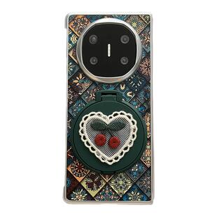 【带支架】皮纹蓝莲花图腾适用华为mateX6手机壳X5可折叠翻盖防摔mateX7女OPPOfindN5个性潮流magic V5保护套