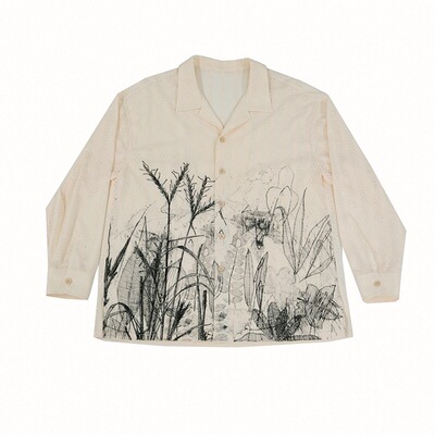 无感官镂空蕾丝印花衬衫宽松外套