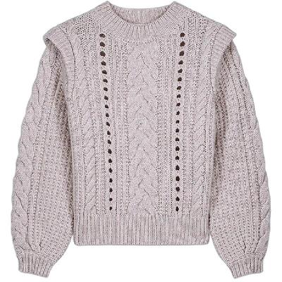 LOUISE MISHA X LOOKNOW2025年秋季新款米白色圆领长袖毛衣女