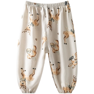 [呦呦鹿鸣]aqpa爱帕儿童婴儿裤子纯棉夏季新款宝宝防蚊裤灯笼裤萌