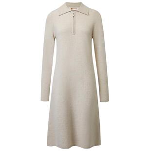 皮皮狗秋冬翻领拉链伞形下摆羊绒连衣裙