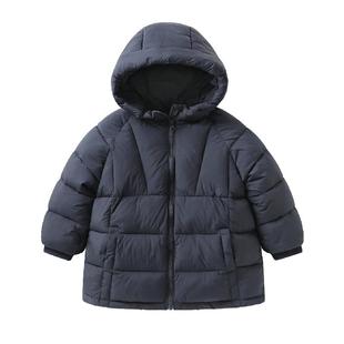 右欧男女童加厚中长裤棉服外套百搭连帽冬季新款童装儿童保暖棉衣