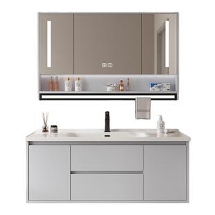 卫生间简约多层实木浴室柜组合陶瓷盆一体盆洗漱台洗手盆洗脸盆柜