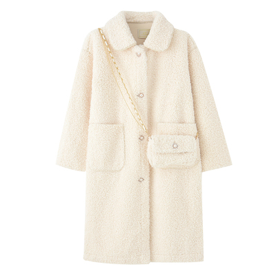 羊羔毛外套中长款小个子毛绒大衣