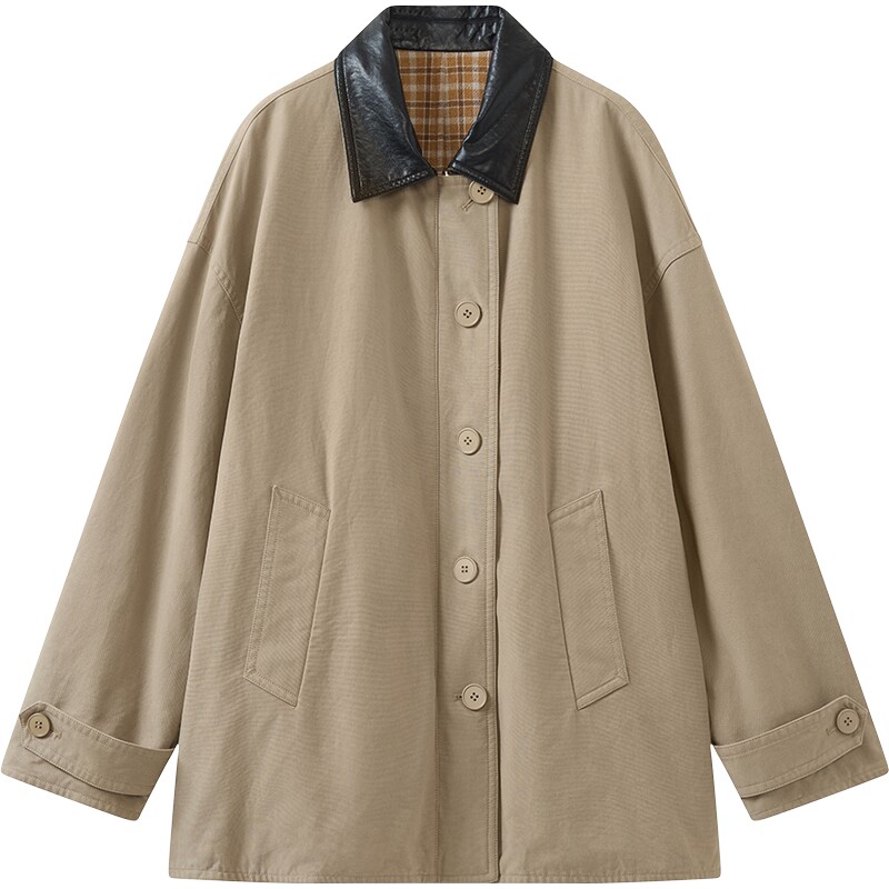 【商场同款】播26冬新品中长款翻领宽松通勤休闲棉衣女BDT4PD4159