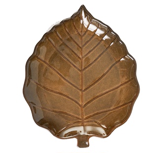 玉泉创意陶瓷轻奢水果盘客厅中式高级感餐具叶子盘釉下彩盘子家用