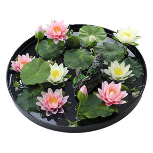 仿真荷花摆件装饰餐桌中心摆放花盘花莲花桌面假花盆景桌面