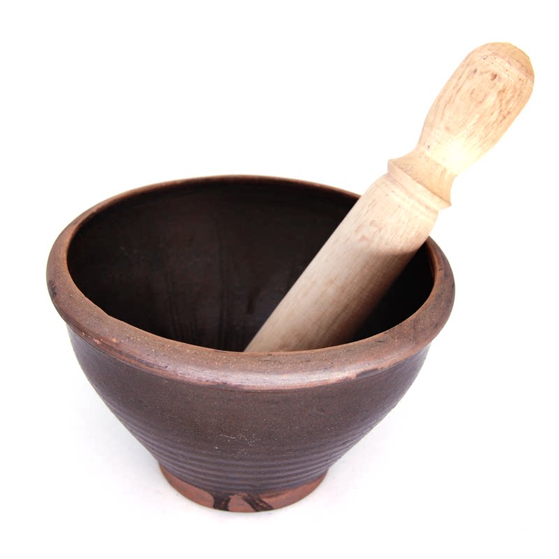 擂钵土陶蒜臼子家用焦钵擂擂米糊