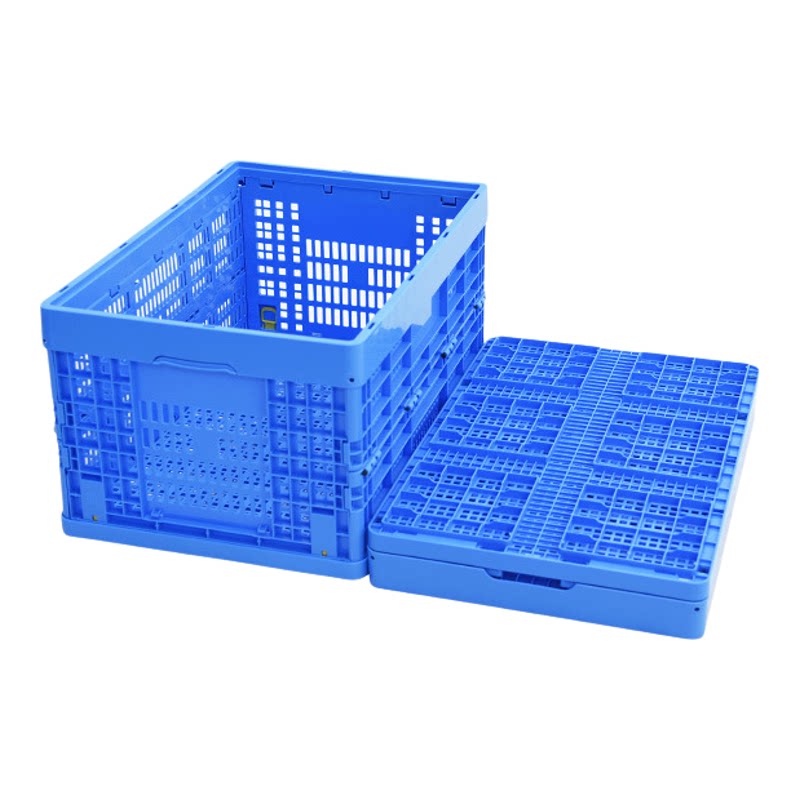 600*400*340可折叠塑料筐子长方形带盖镂空沥水便携式水果蔬菜框