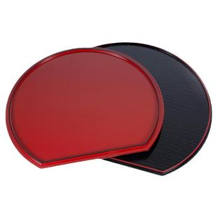 日本进口传统漆器半月托盘茶盘一人食抗菌两面用日式半圆餐垫家用