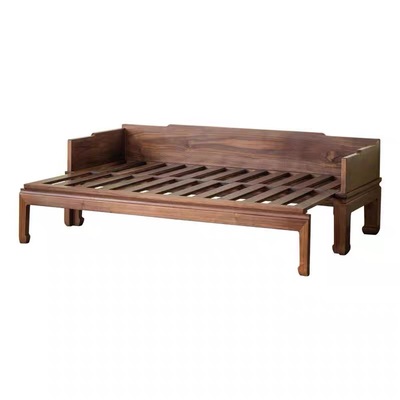 安逸轩实木推拉罗汉床北美黑胡桃