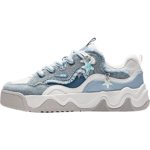 安踏小海星丨板鞋女2026春季新款运动鞋复古增高休闲鞋 122618036