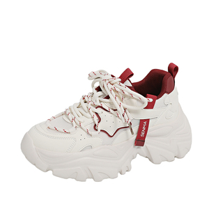 森马女鞋2026新款冬季运动休闲跑步厚底增高网红超火小白老爹潮鞋