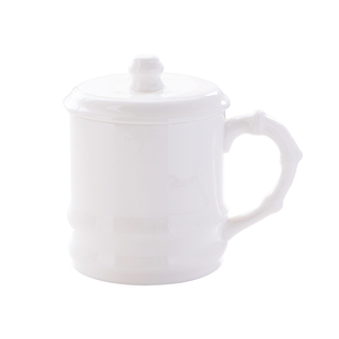 杯子陶瓷带盖大号骨瓷会议杯办公杯商务办公室老板杯竹节茶杯定制