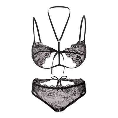 欲性感蕾丝挂脖绑带聚拢