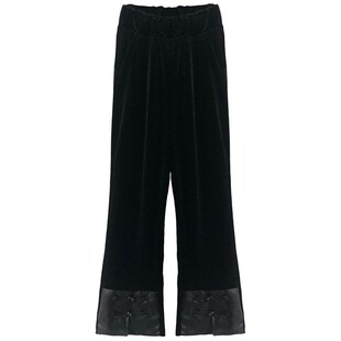 欧货女裤子春秋2025新款高端金丝绒微喇裤高腰气质名媛盘扣九分裤