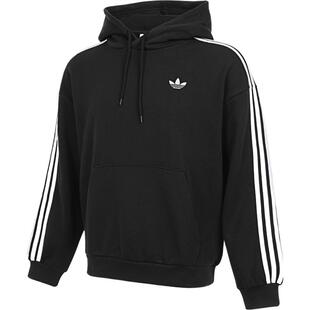 滔搏adidas阿迪达斯三叶草男子休闲连帽卫衣袋鼠口袋套头衫KG3903