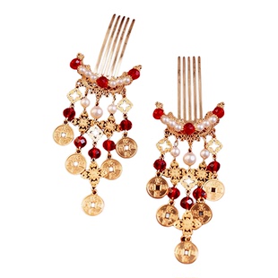 新年头饰小财神红色明制发冠头饰古风宋中国风汉服毛球发冠发饰品