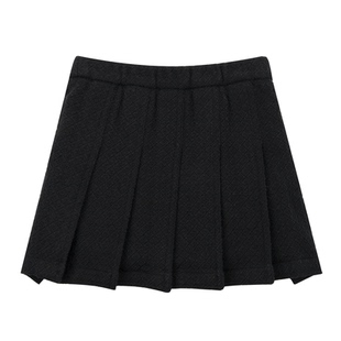 NIESSING尼辛童装2025冬季新款学院风菱格纹百褶裙女童半身裙短裙