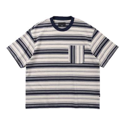 波户短袖日系情侣经典条纹拼接T