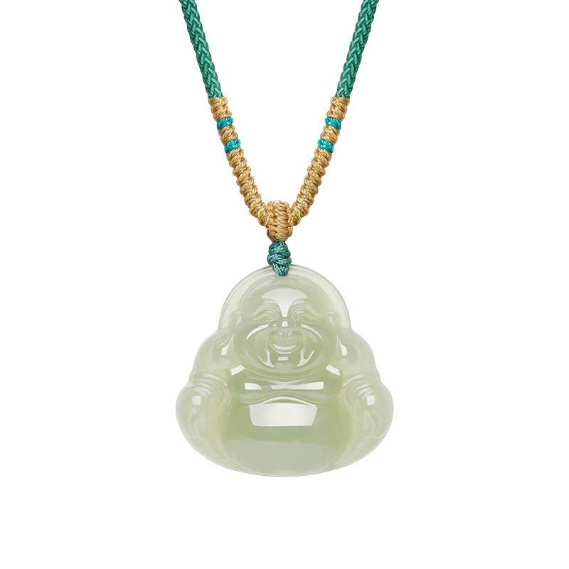 周大生天然和田玉佛公项链女平安佛挂坠吊坠新年礼物送女朋友高级