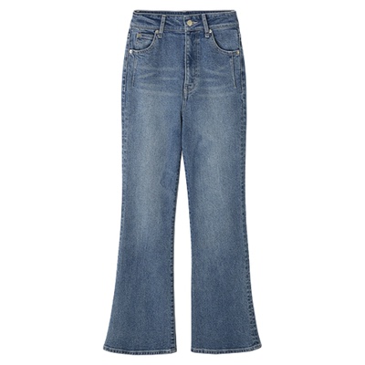 SNIDEL2025秋冬新品时尚高腰纯色微喇牛仔裤休闲长裤SWFP259273