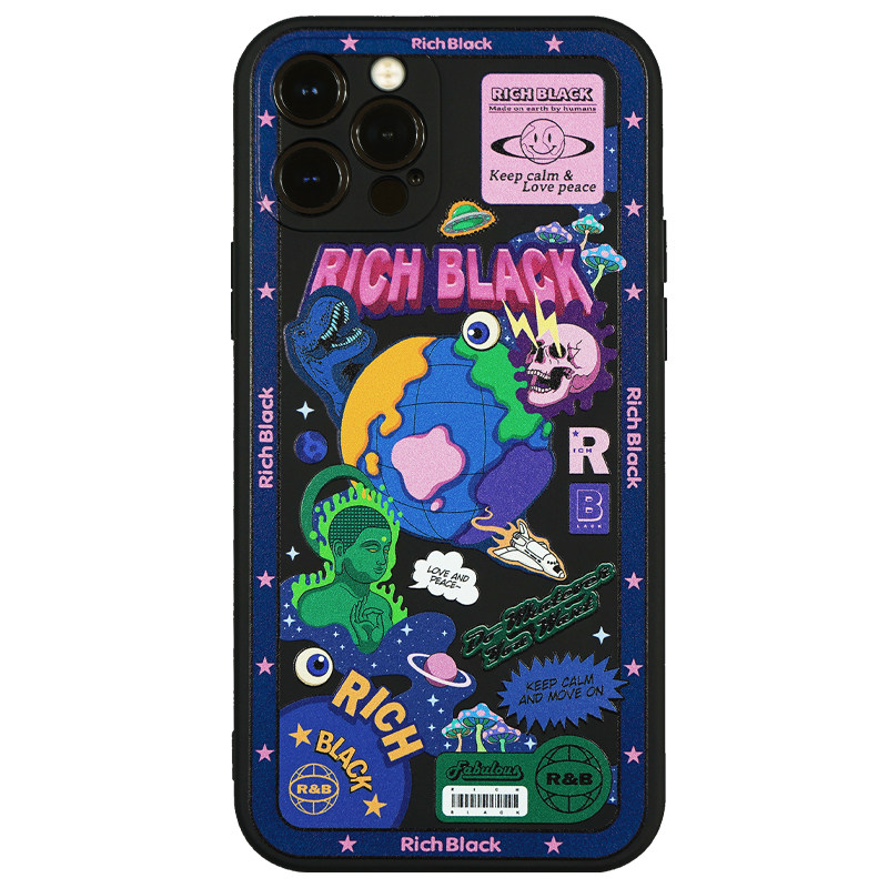 RichBlack原创设计 银河派对 re3 黑色手机壳软适用于苹果17iPhone16ProMax