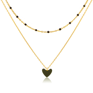 杨采钰同款高端简约百搭S925纯银镀18K真金间隔小黑珠子锁骨项链